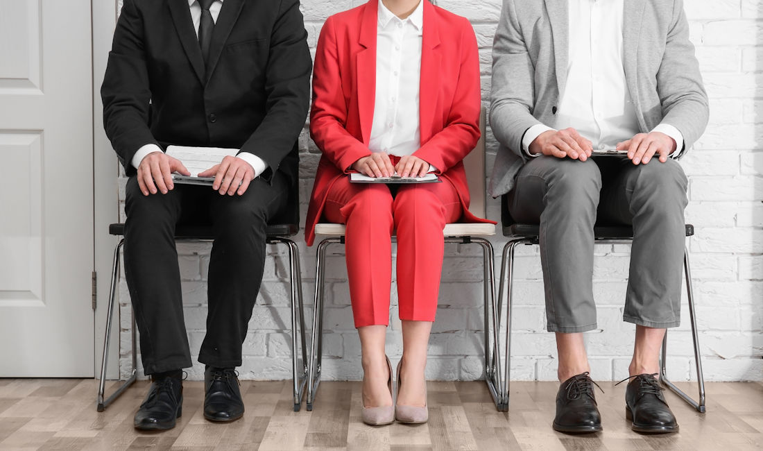 three candidates waiting for interview