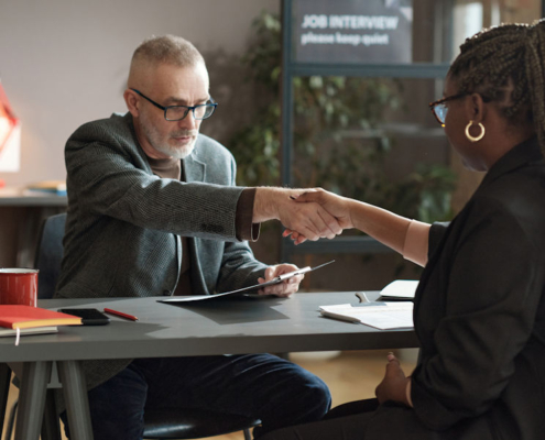 shaking hands with candidate