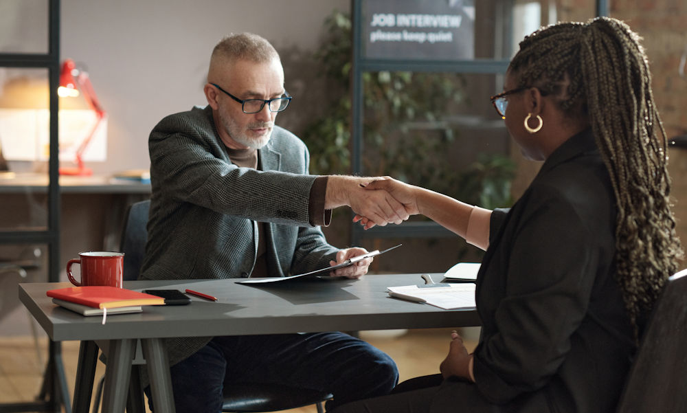 shaking hands with candidate