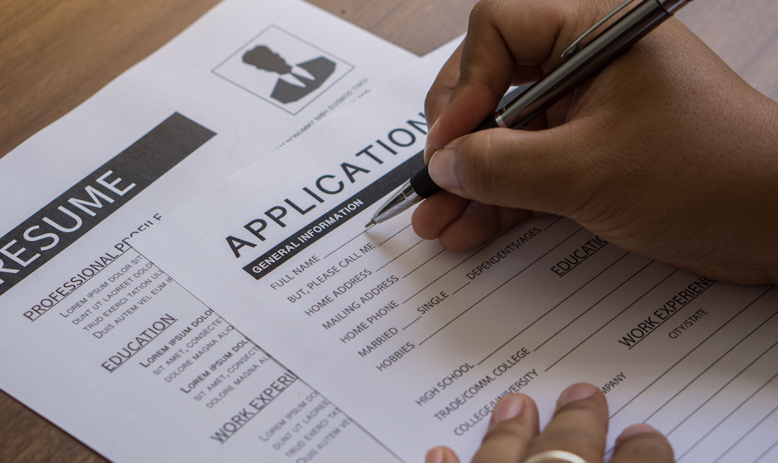 filling out job application