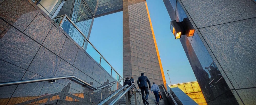 walking stairs of corporate building