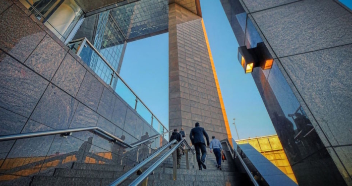 walking stairs of corporate building